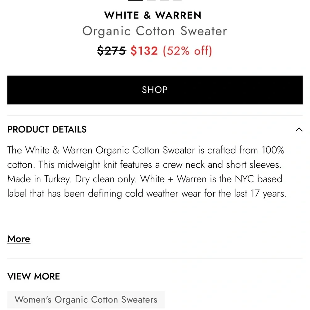 WHITE+WARREN CLASSIC LUXURY ORGANIC COTTON GREY MARL CREWNECK SWEATER SIZE MED - Picture 10 of 11